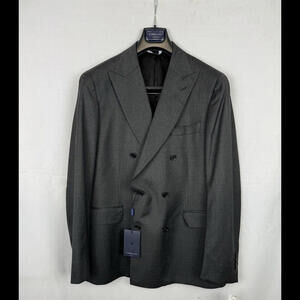 Tombolini Double Breasted Virgin Wool Blazer Jacket  Grey Size 54 EU - 7 R, 44
